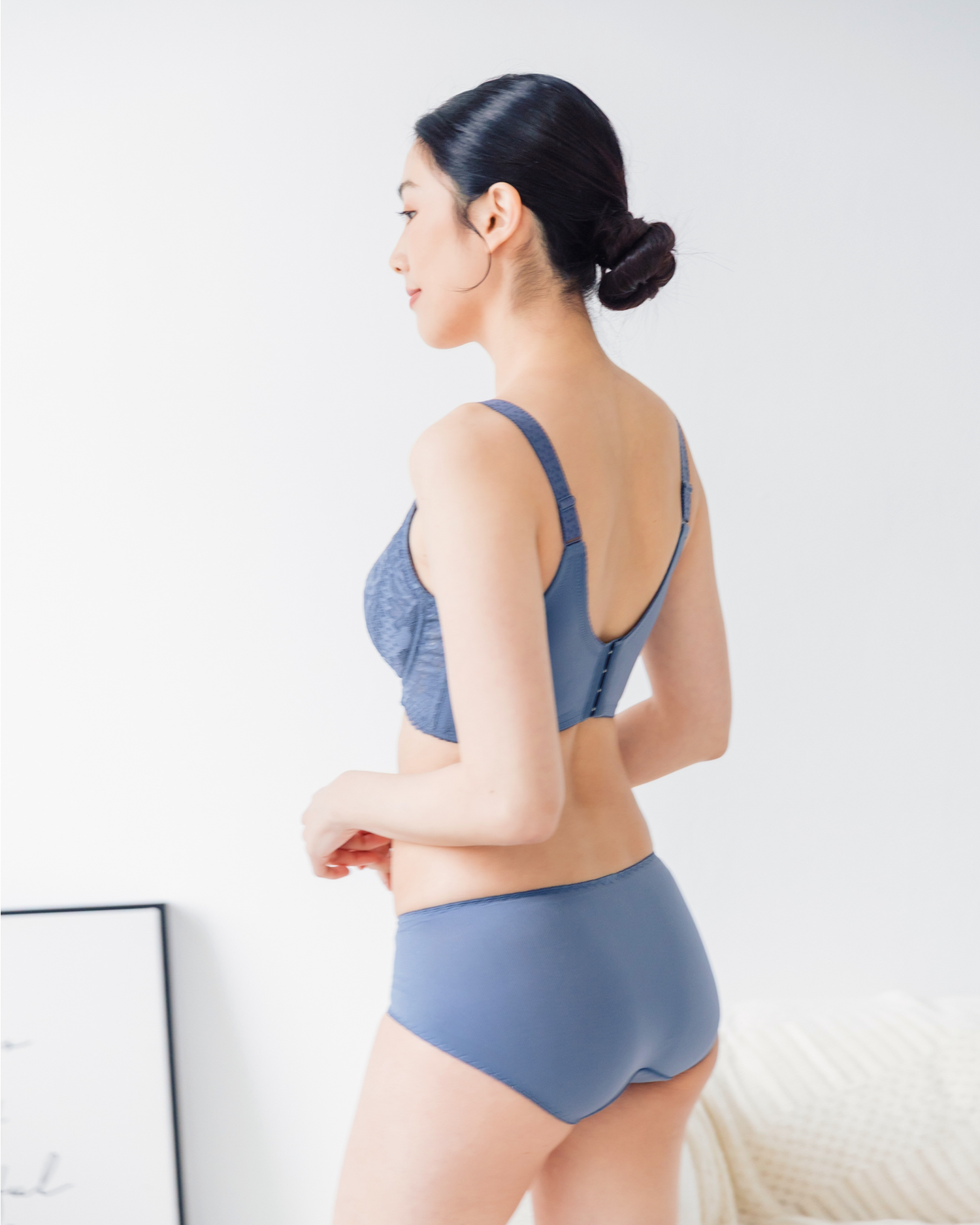 透氣抗菌蕾絲平口褲 丹寧藍 M-XXL